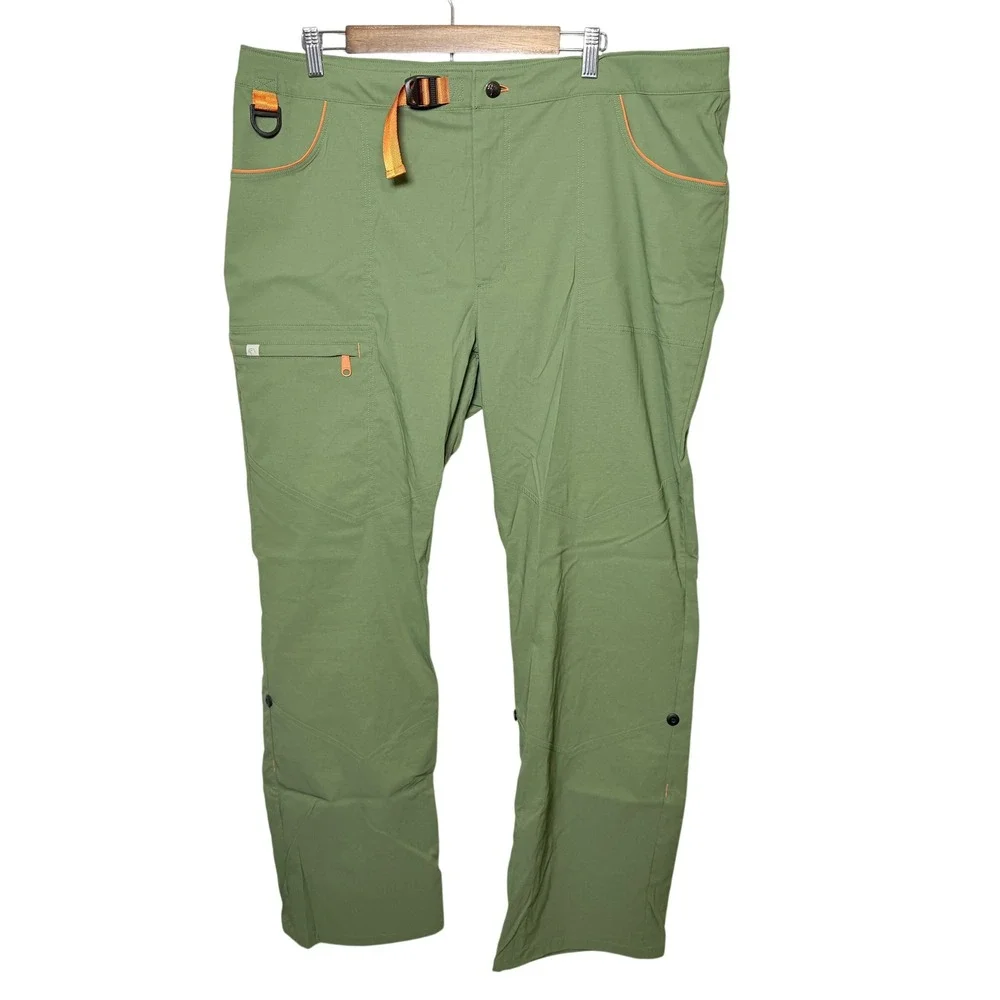 Alpine Parrot Ponderosa Mountain Hiking Pants Green Orange Size 18 Plus Stretch - Picture 2 of 11